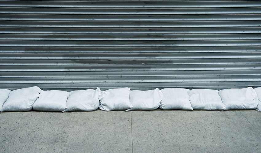 sandbags protect door