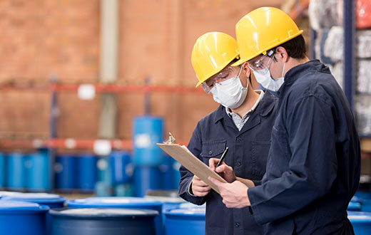 two workers doing business inventory