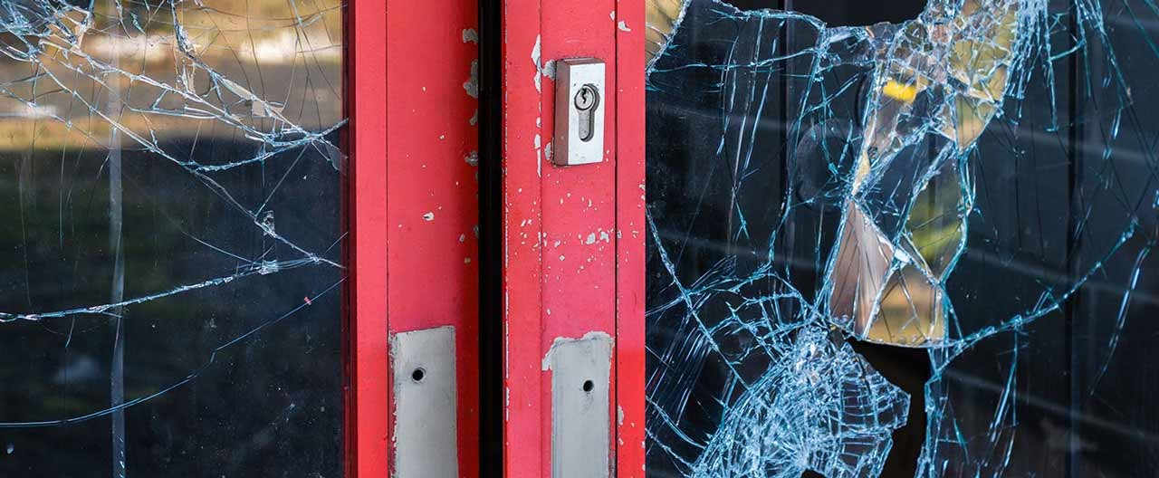 broken glass door