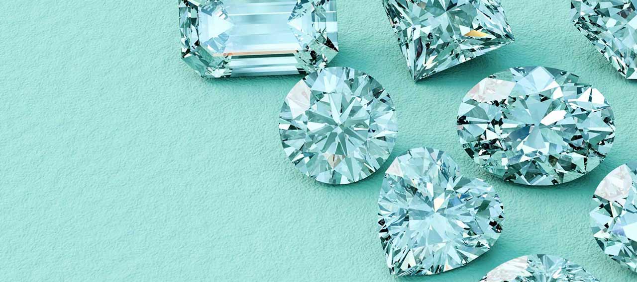 diamond on turquoise background