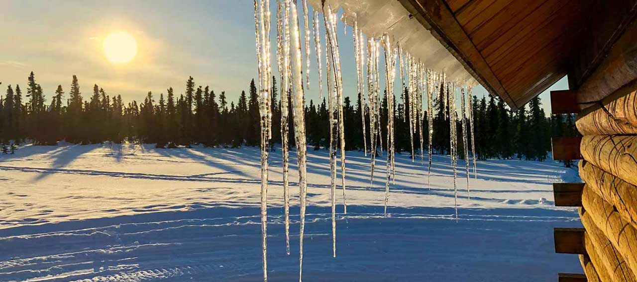 frozen roof with a snow view